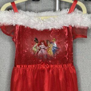 Disney Princess - Faux Fur - Sleeveless Princess Sleep Dress With Lace - Size 4T